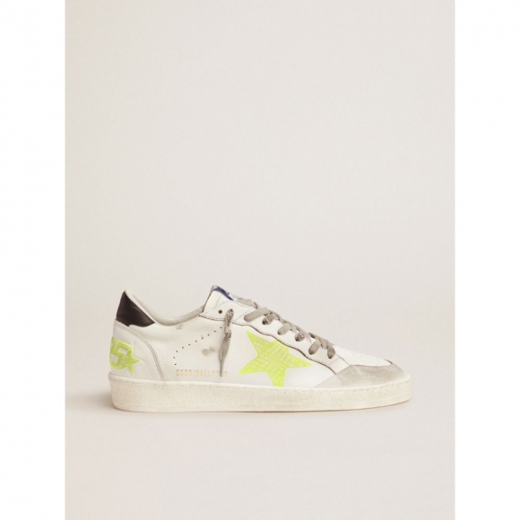 White Ball Star sneakers with fluorescent yellow details