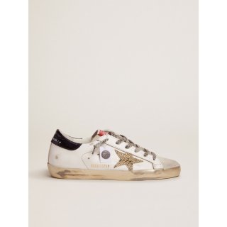 Super-Star LTD sneakers with navy-blue laminated leather heel tab and Swarovski crystal star