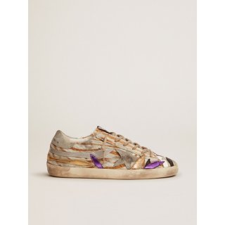 Super-Star sneakers in zebra-print pony skin with colored laminated leather petals