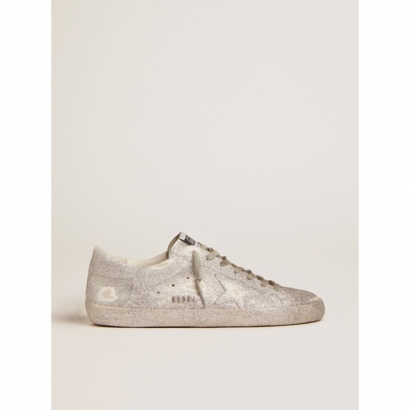 Super-Star sneakers in silver leather with all-over glitter finish