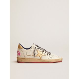 Ball Star LTD sneakers in white leather with gold laminated leather inserts