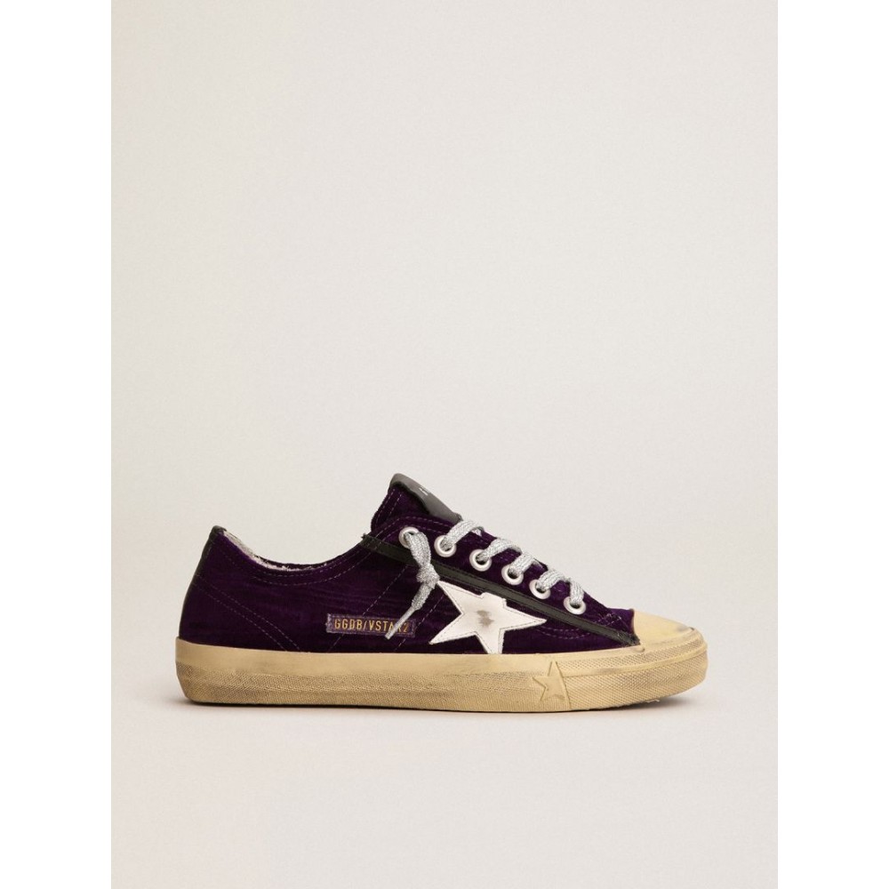 V-star LTD sneakers in purple velvet with a white leather star