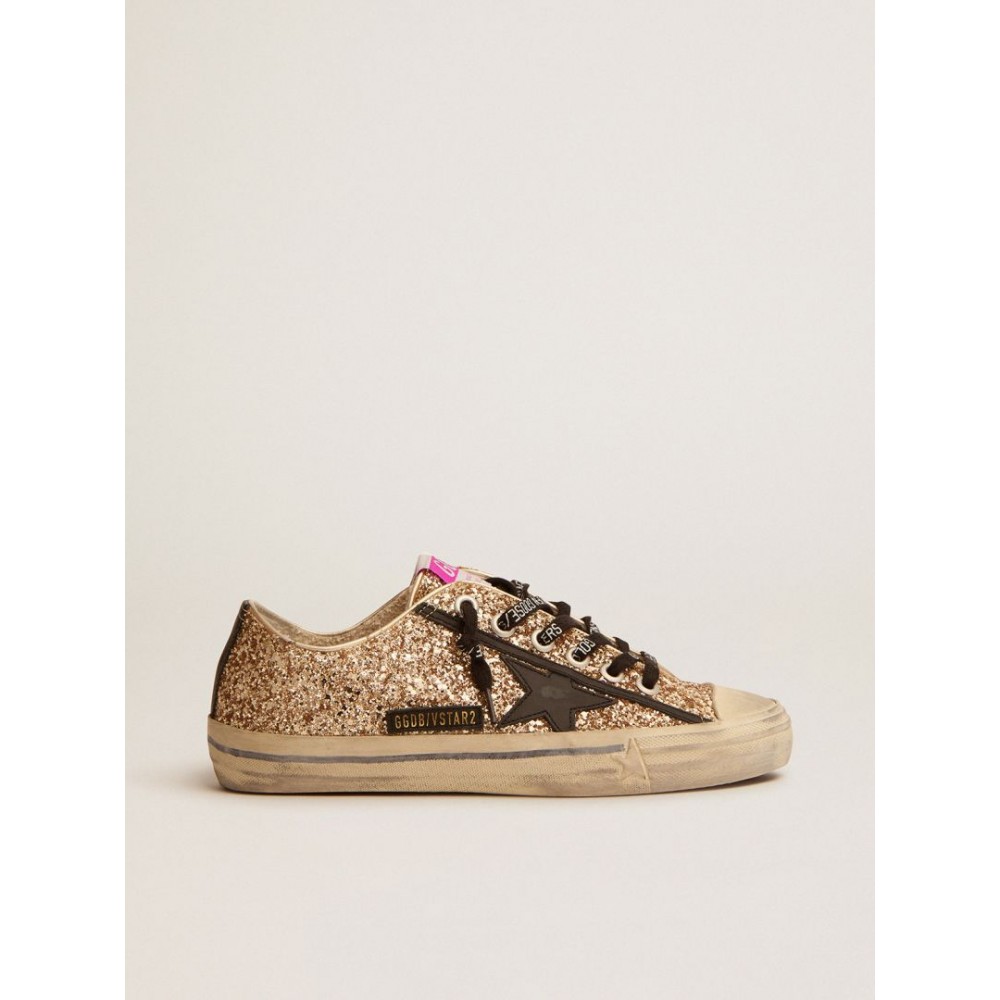 V-star LTD sneakers in gold glitter with black details